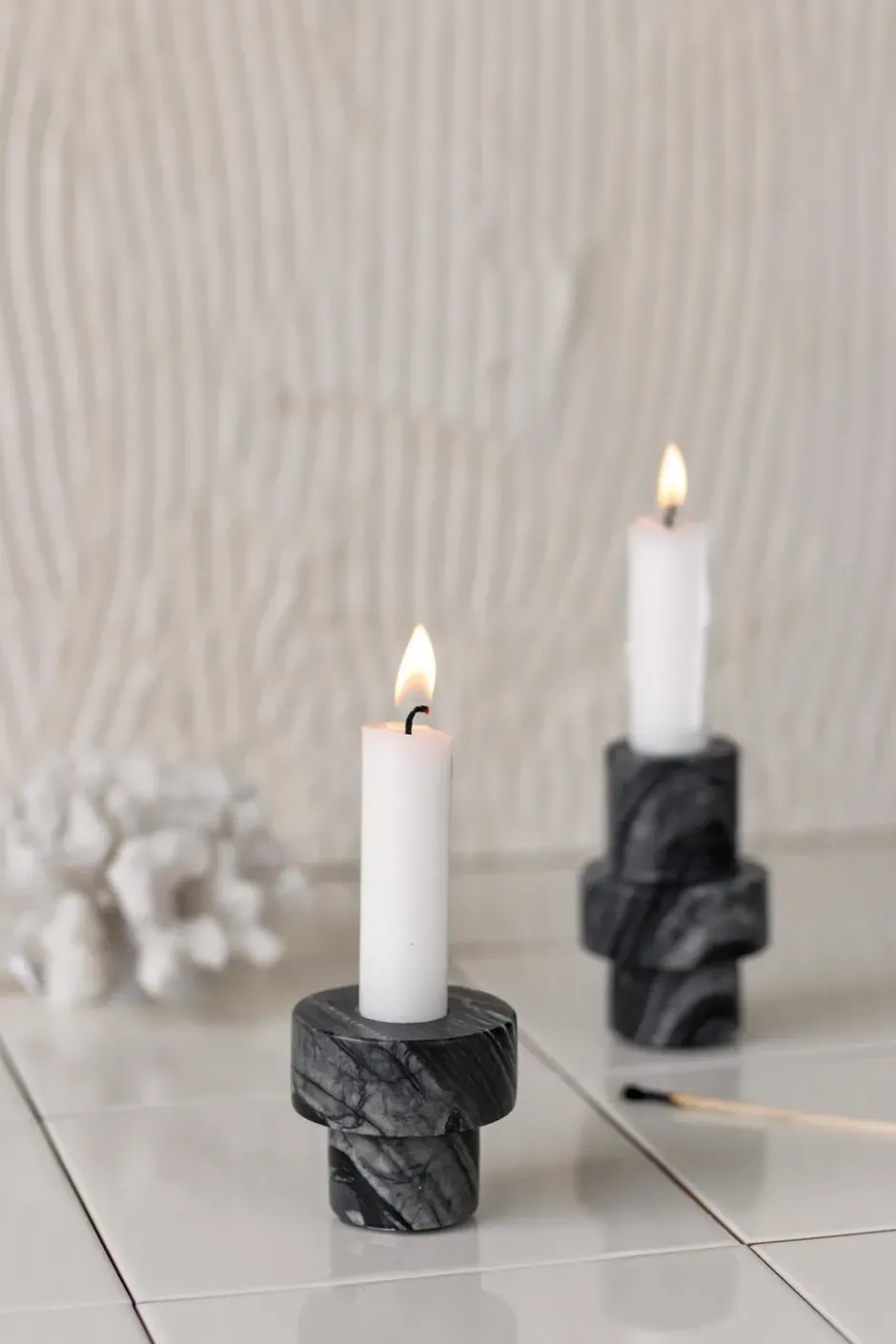 Marble kynttilänjalka 5 cm, Harmaa