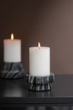Marble kynttilänjalka pöytäkynttilälle 5 cm, Musta-harmaa