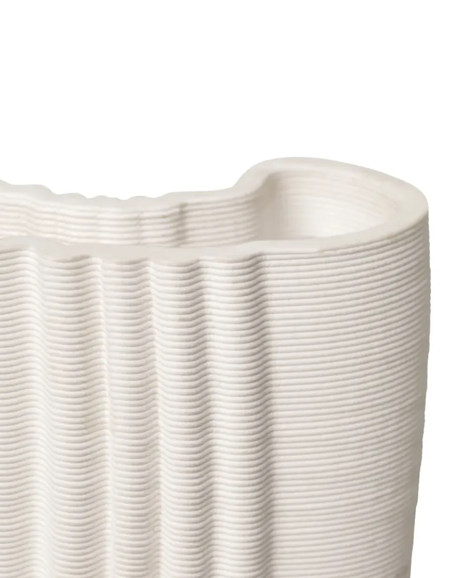 Moire maljakko 19 x 30 cm, Off-white