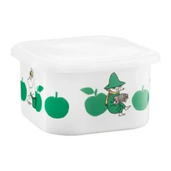 Mumin emalipurkki kannella 1,5 L, Joyfull Apples vihreä