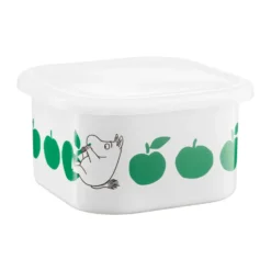 Mumin emalipurkki kannella 1,5 L, Joyfull Apples vihreä