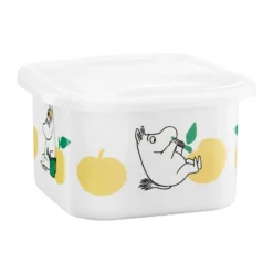 Mumin emalipurkki kannella 1 L, Joyfull Apples keltainen