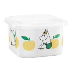 Mumin emalipurkki kannella 1 L, Joyfull Apples keltainen