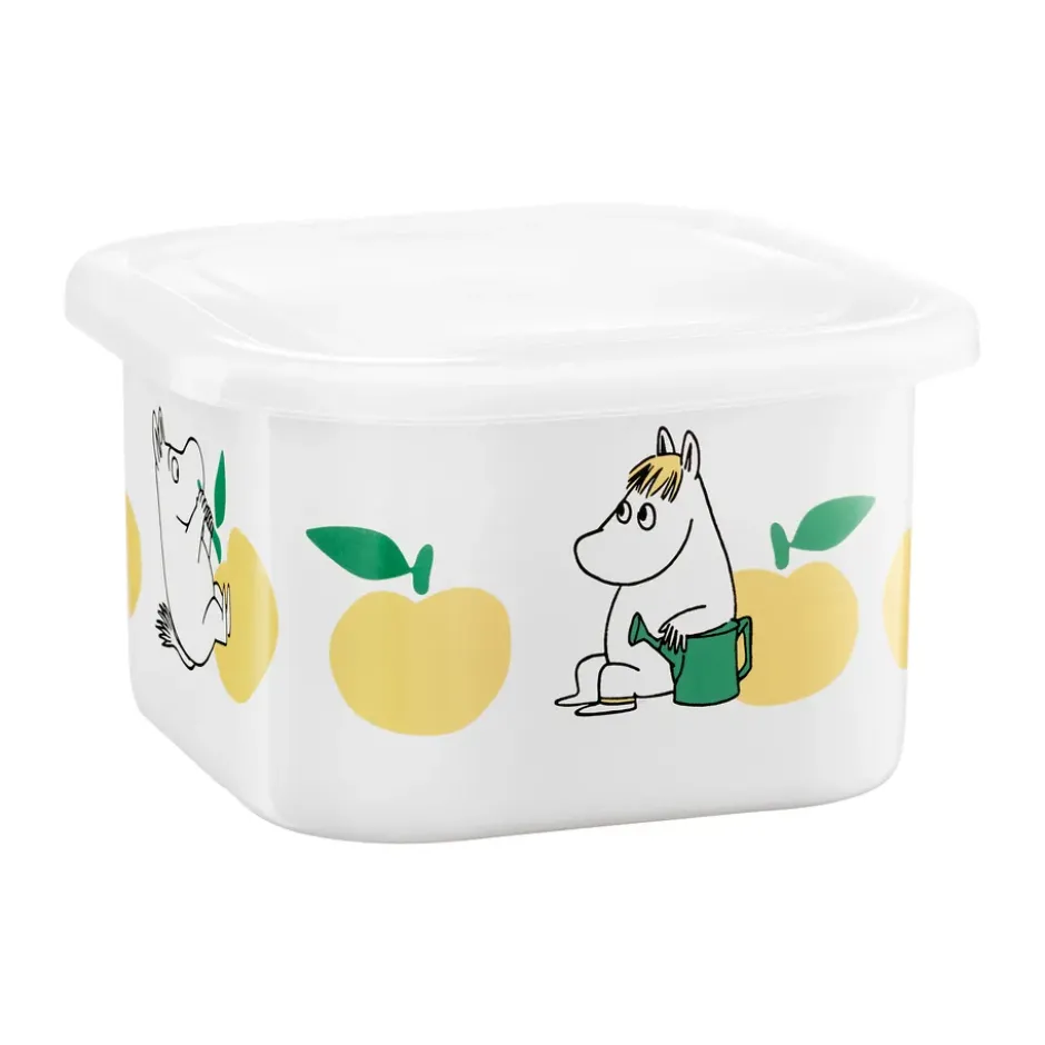 Mumin emalipurkki kannella 1 L, Joyfull Apples keltainen