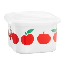 Mumin emalipurkki kannella 0,67 L, Joyfull Apples-punainen