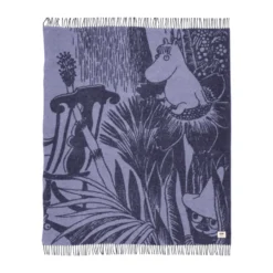 Mystiikan metsä Muumi villahuopa, Sininen, 130x170 cm