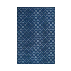 New Geometric -matto, Indigo melange/off white, 234 x 323 cm