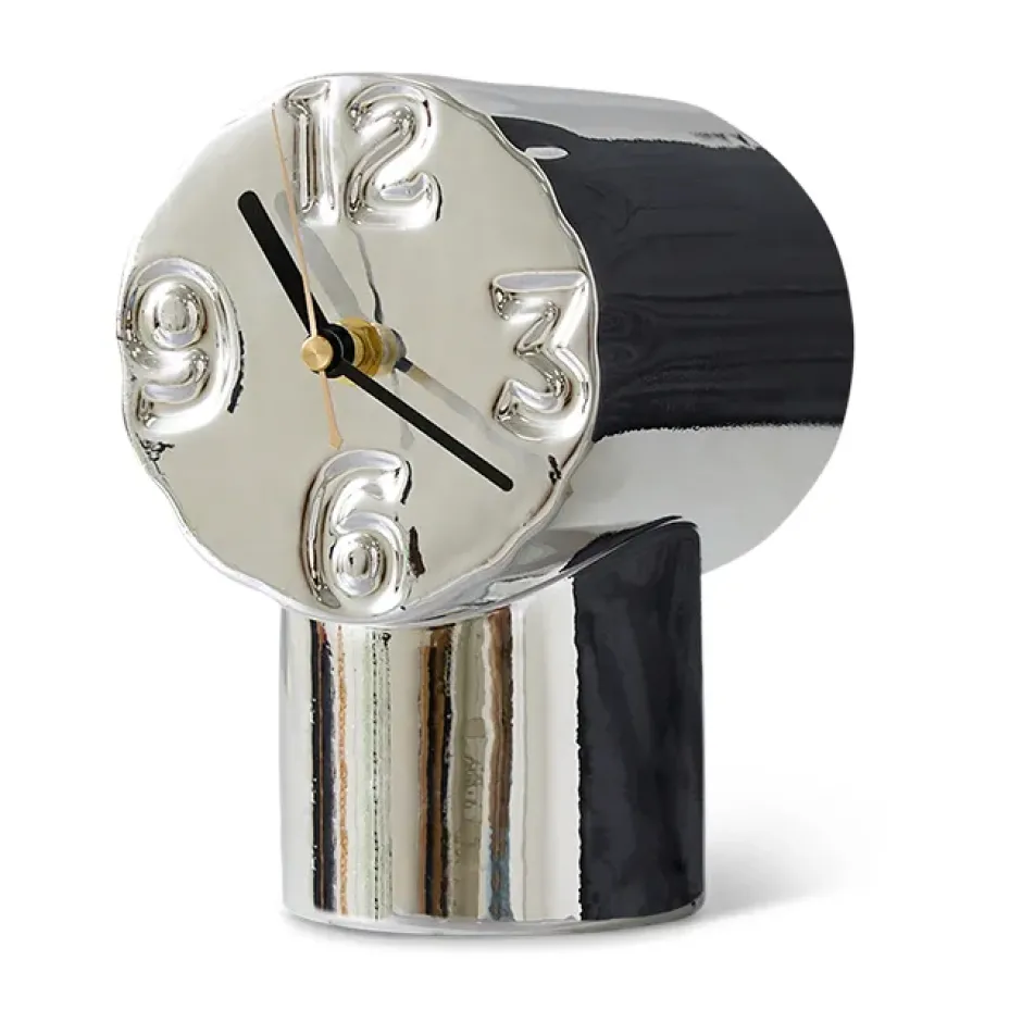 Retro keraaminen kello 17,5 cm, Chrome