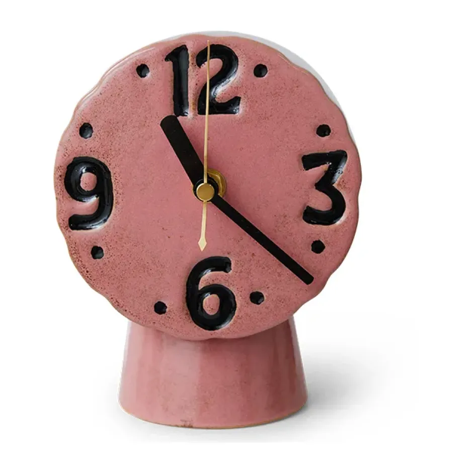 Retro keramiikkakello 16,2 cm, Pinkki
