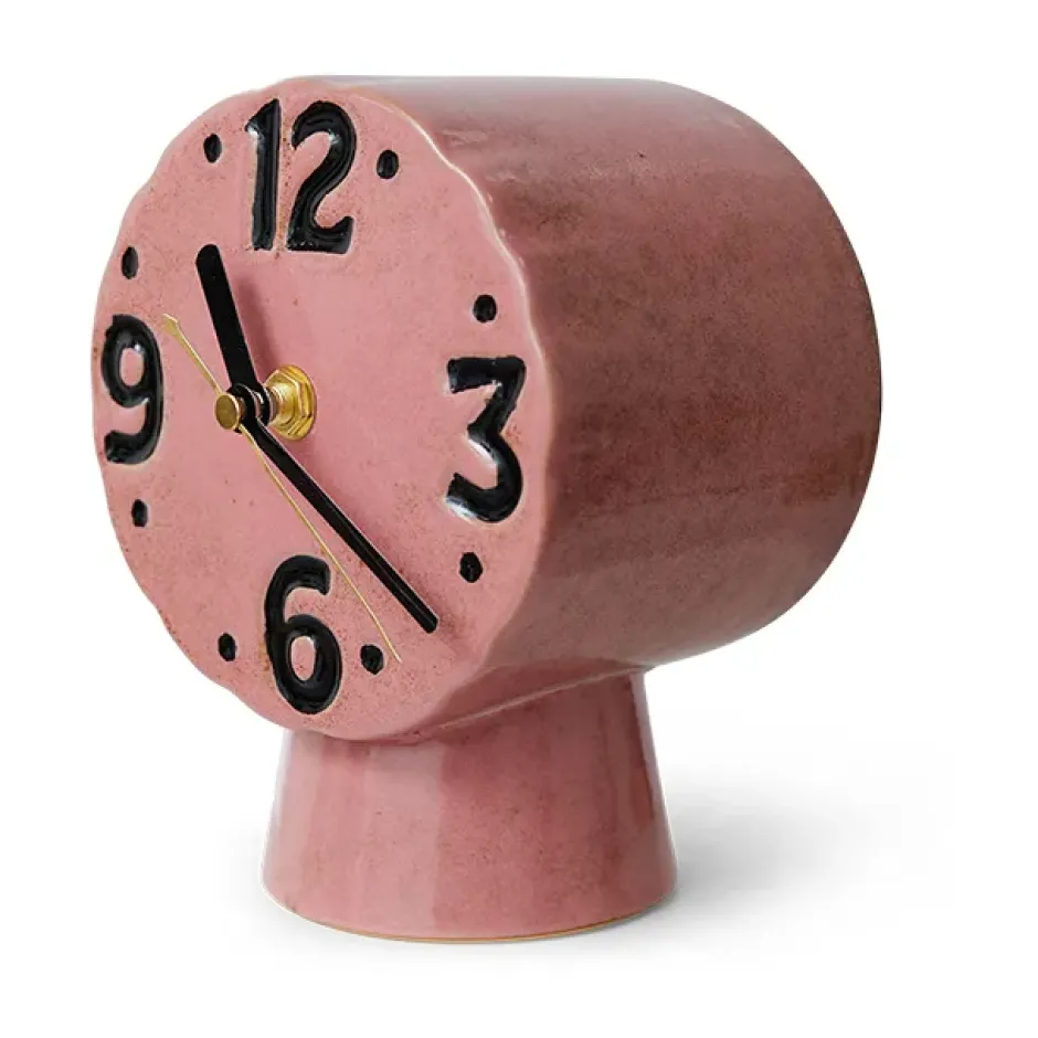 Retro keramiikkakello 16,2 cm, Pinkki