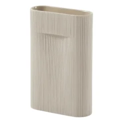 Ridge maljakko 35 cm, Beige
