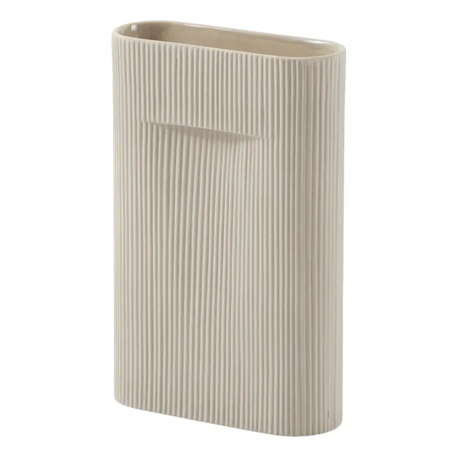 Ridge maljakko 35 cm, Beige