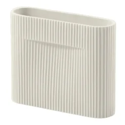 Ridge maljakko 16,5 cm, Off white