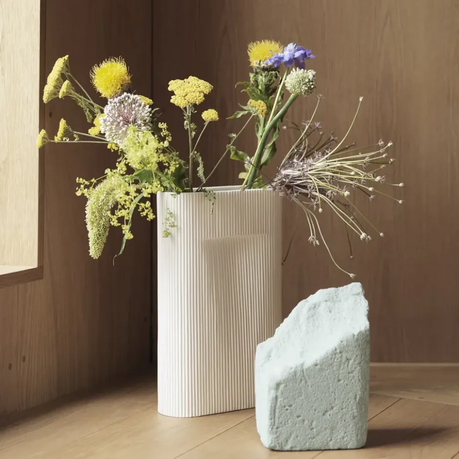 Ridge maljakko 48,5 cm, Off white