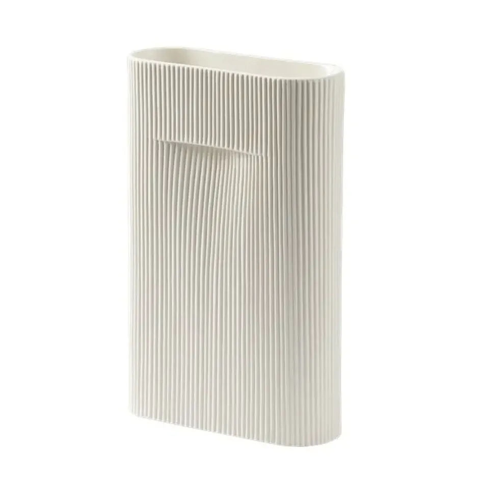 Ridge maljakko 35 cm, Off white