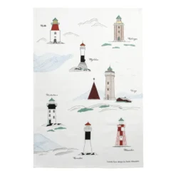 Ruotsalaiset majakat -keittiöpyyhe 47 x 70 cm, Valkoinen-monivärinen