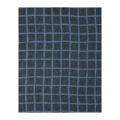 Rutig jacquard-kudottu pöytäliina 147x147 cm, Blue-black