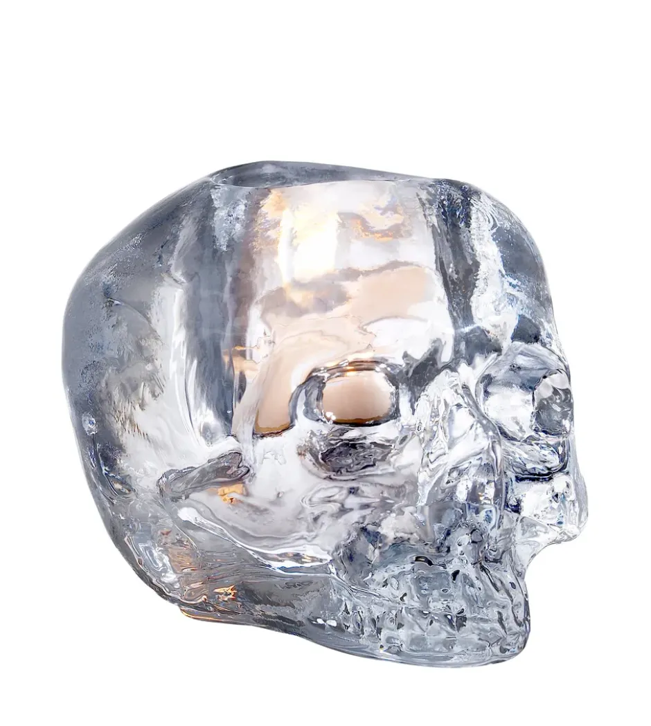 Skull kynttilälyhty 8,5 cm, kirkas lasi