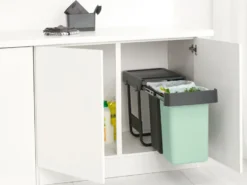 Sort&Go Sisäänrakennettavat ämpärit, 2x15 L, Tummanharmaa