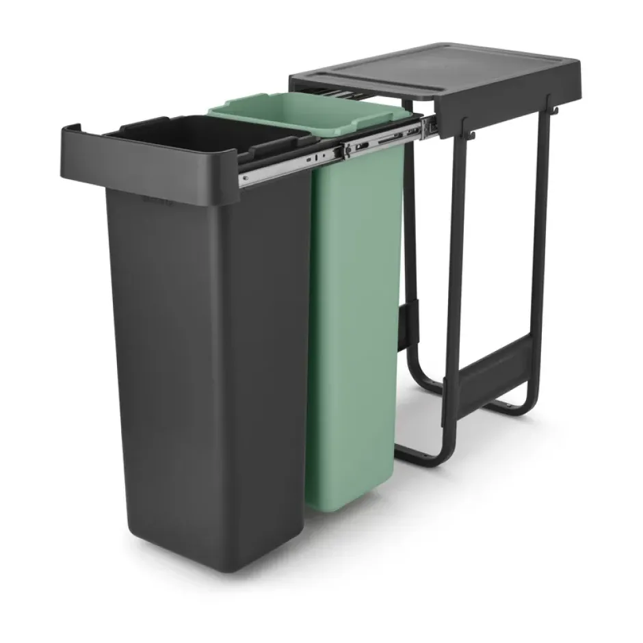 Sort&Go Sisäänrakennettavat ämpärit, 2x30 L, Tummanharmaa
