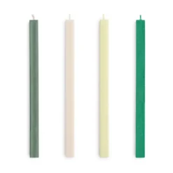 Square Candle kynttilä mix 4-pack, Greens-whites
