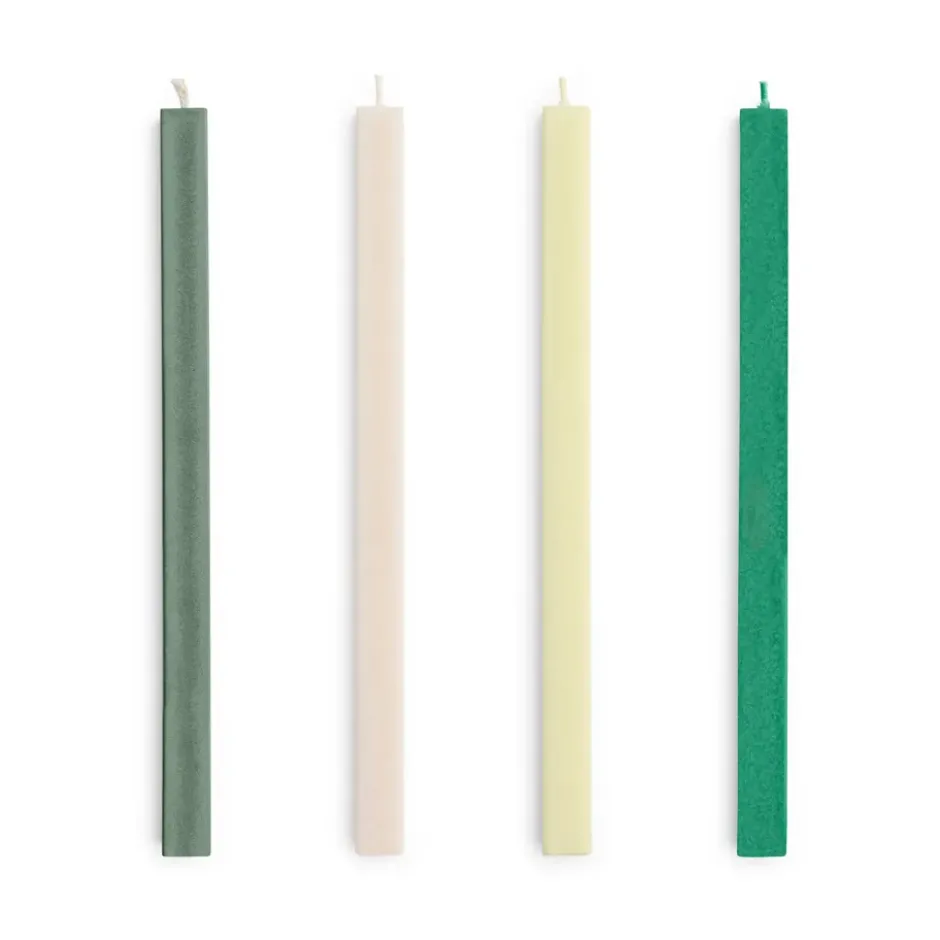 Square Candle kynttilä mix 4-pack, Greens-whites