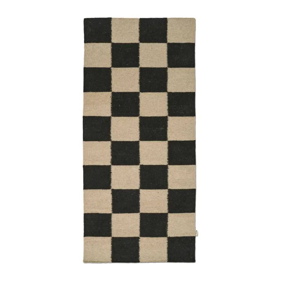 Squares käytävämatto, Black-natural, 80x200 cm