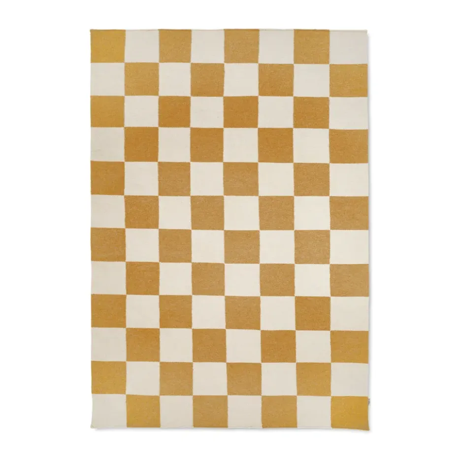 Squares matto, White-yellow, 250x350 cm