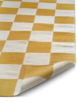 Squares matto, White-yellow, 200x300 cm