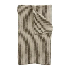 Stripe pellavapöytäliina 150x300 cm, Musta-hiekka