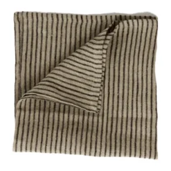 Stripe pellavaservetti 45x45 cm, Musta-hiekka