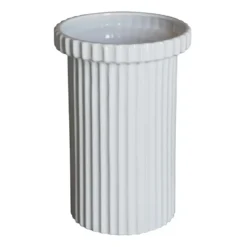 Stripe ruukku iso k22 cm Ø12 cm, Shiny white