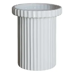 Stripe ruukku pieni k18 cm Ø12 cm, Shiny white