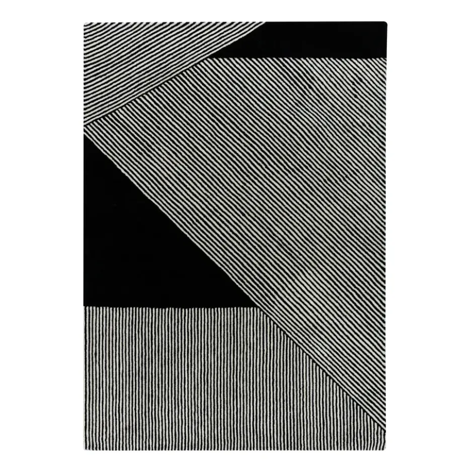 Stripes-villamatto, musta, 170x240 cm