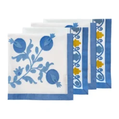 Suzani-puuvillaservetti, Sininen, 4-pack, 45x45 cm