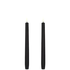 Taper LED-kynttilät 2 kpl Ø2,3x25 cm, Musta