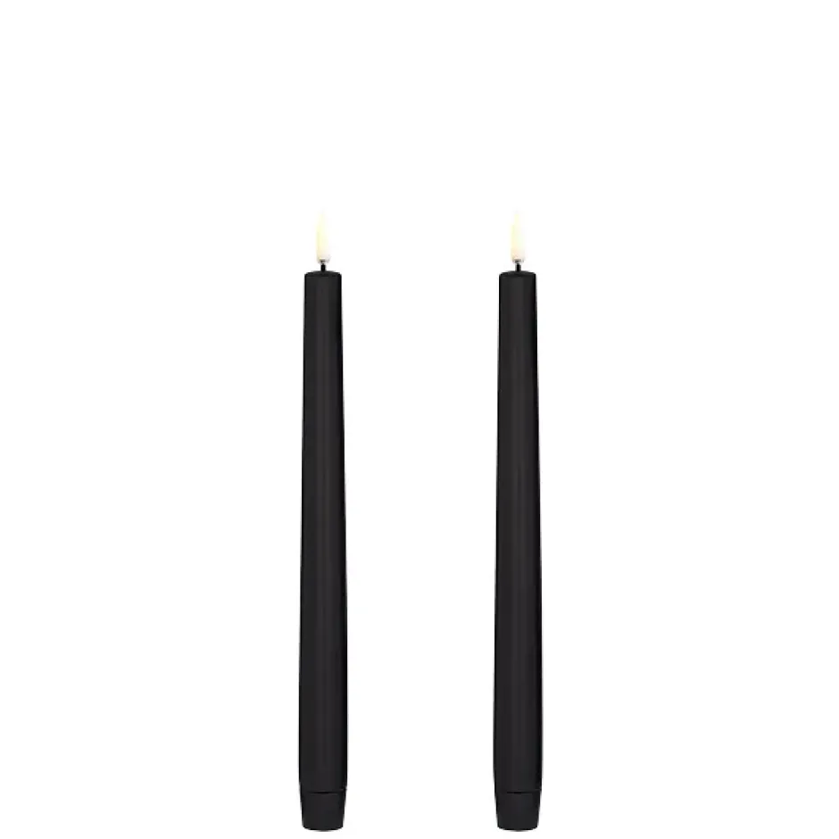 Taper LED-kynttilät 2 kpl Ø2,3x25 cm, Musta