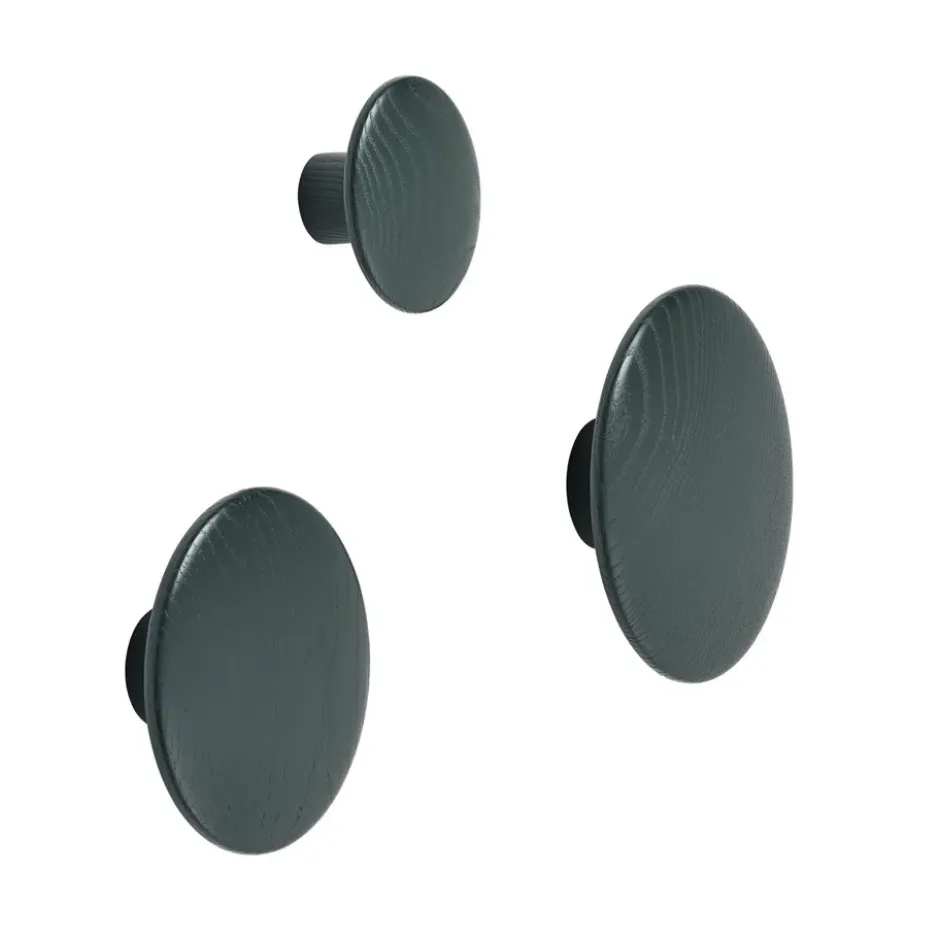 The Dots -vaatekoukku dark green, Ø 17 cm