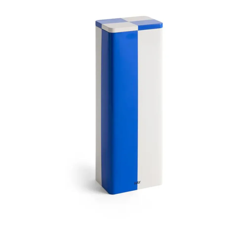Tin Container Slim säilytyspurkki, Slim blue-off white