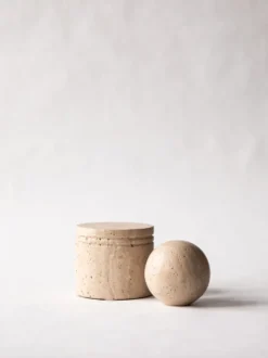 Travertiinipurkki kannella, Ø13 cm