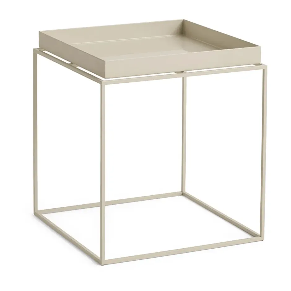 Tray Table keskikokoinen tarjoilupöytä, Lämmin beige, 40x40x44 cm