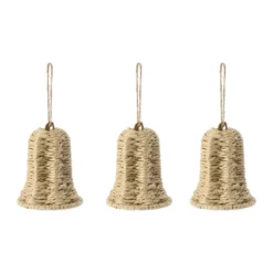 Twine joulukuusenkoriste kello, 3-pack, luonnonväri