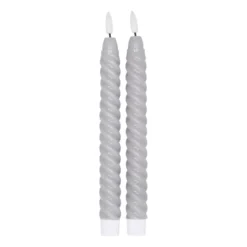 Twisted LED-kynttilä 25 cm 2-pakkaus, Harmaa