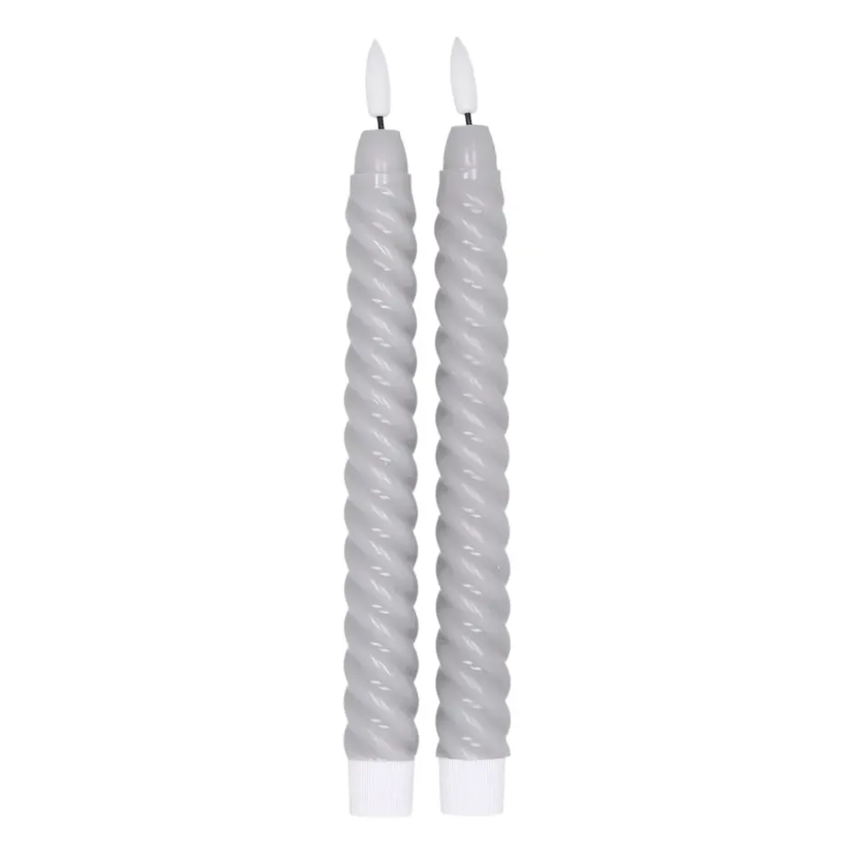 Twisted LED-kynttilä 25 cm 2-pakkaus, Harmaa