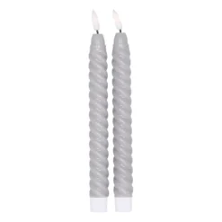 Twisted LED-kynttilä 25 cm 2-pakkaus, Harmaa