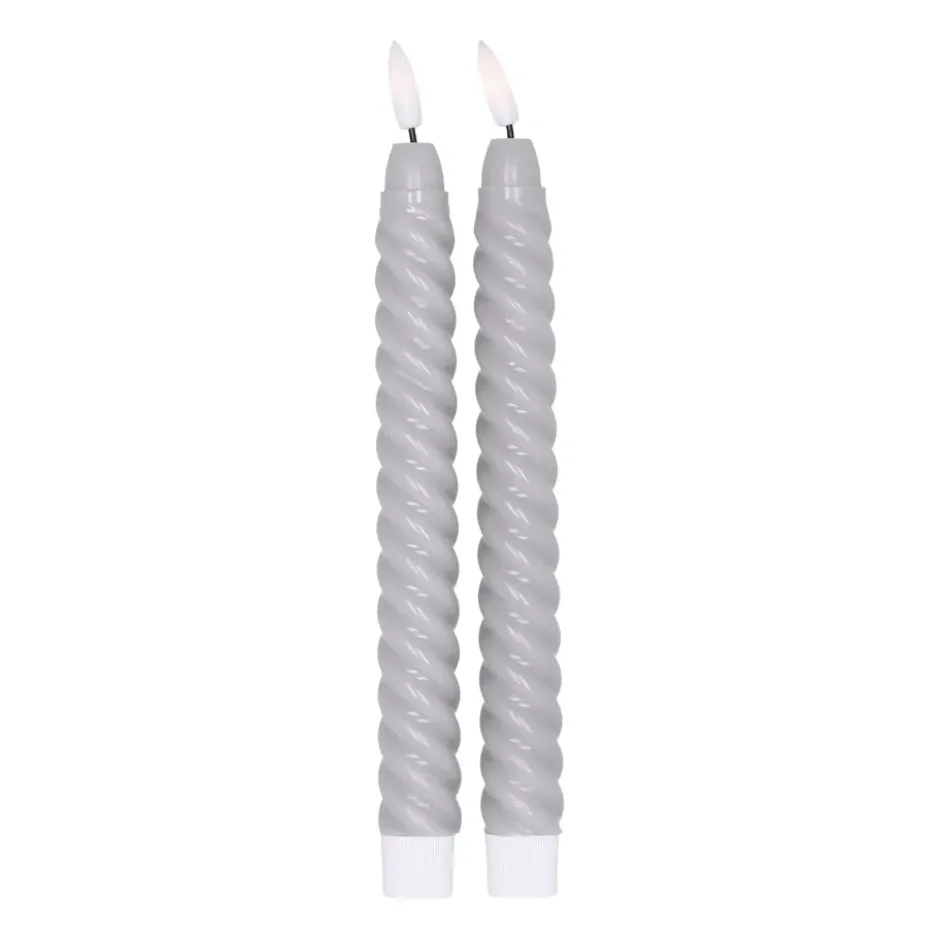 Twisted LED-kynttilä 25 cm 2-pakkaus, Harmaa
