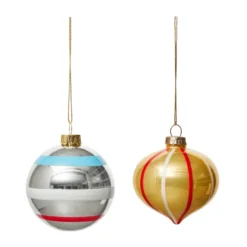 Vintage Christmas lasipallo No. 2 joulupallo 2 osaa, Monivärinen