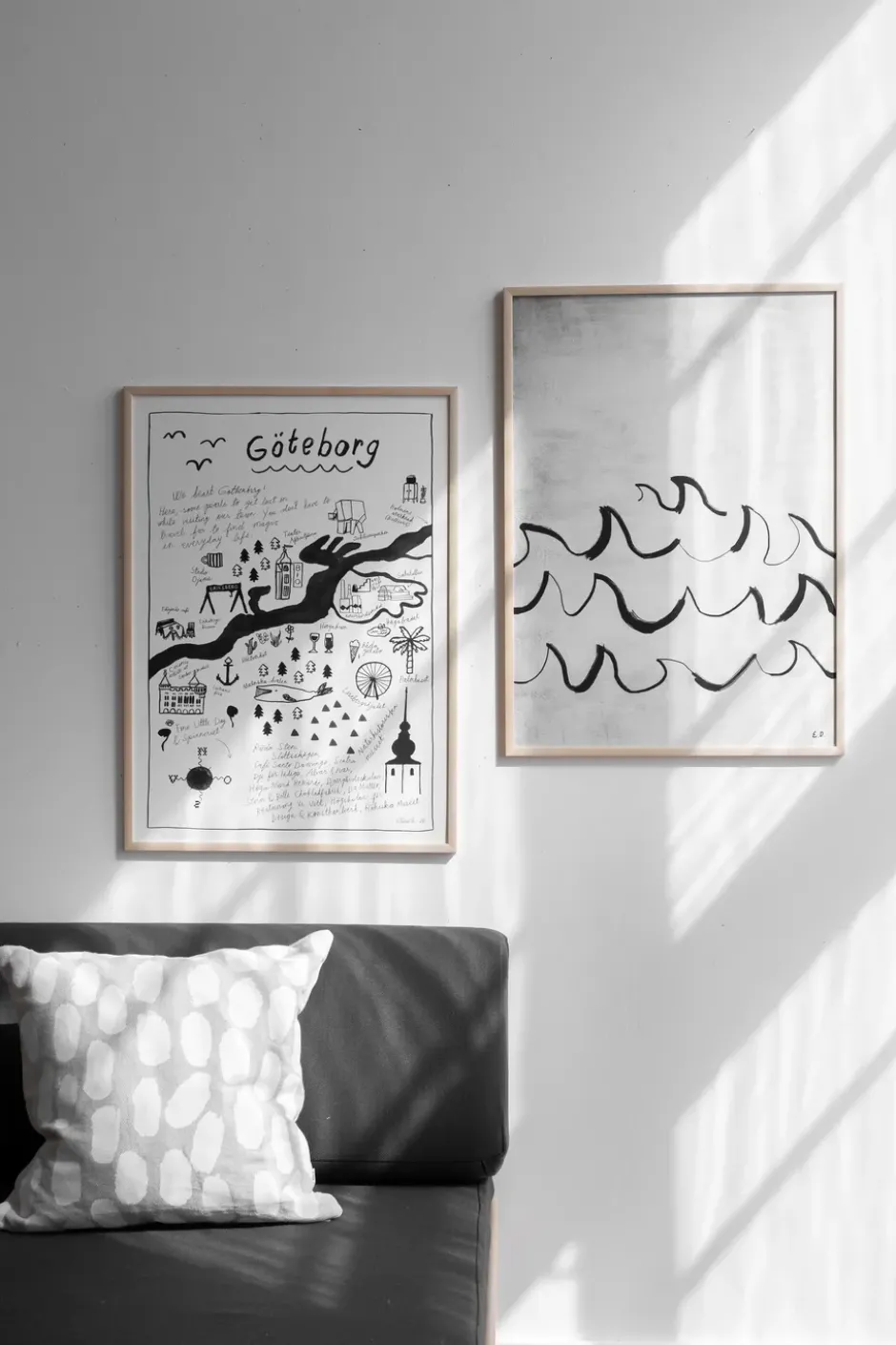 Wave juliste 50x70 cm, Musta-valkoinen