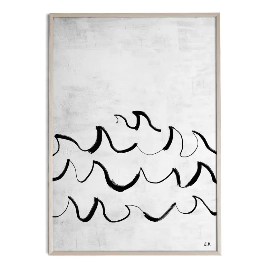 Wave juliste 50x70 cm, Musta-valkoinen