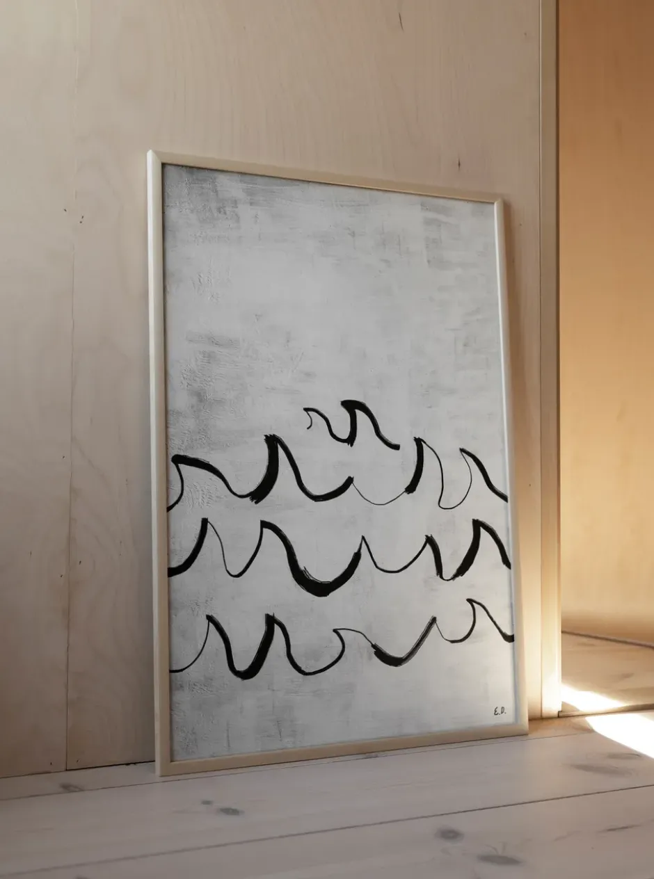 Wave juliste 50x70 cm, Musta-valkoinen